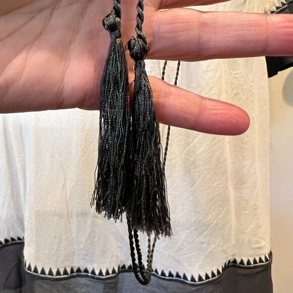 Club Monaco cream & gray 100% silk embroidered sheer casual dress, Size 4 - Picture 8 of 16